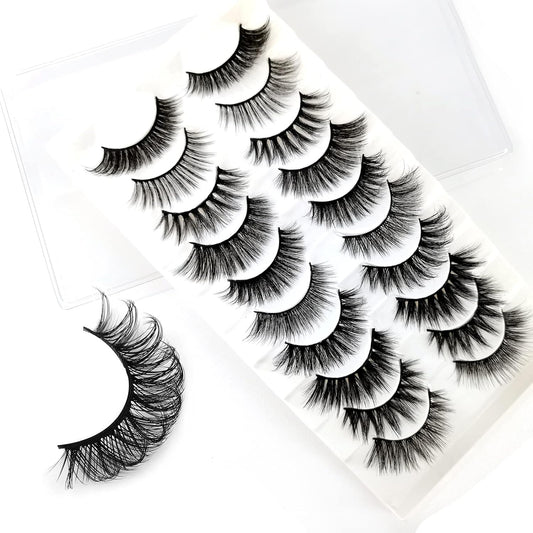 10 Styles Mixed False Eyelashes, Natural Fluffy False Eyelashes Thick Volume Faux Mink Eye Lashes, Reusable Handmade 3D Manga Lashes Extensions