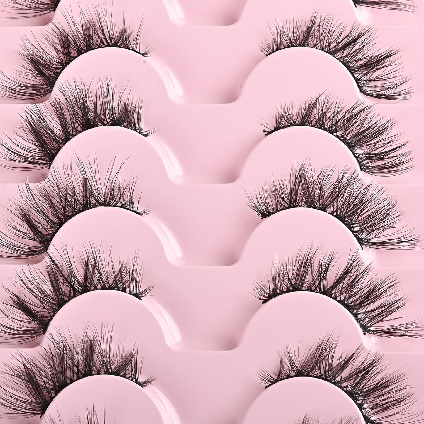 Half Lashes Cat Eye Lash Wispy Fake Eyelashes Short 7 Pairs Natural Strip Lash Fluffy Mink Fox Eye Lashes Pack Small Full Pestañas (A13 | 5-14MM)