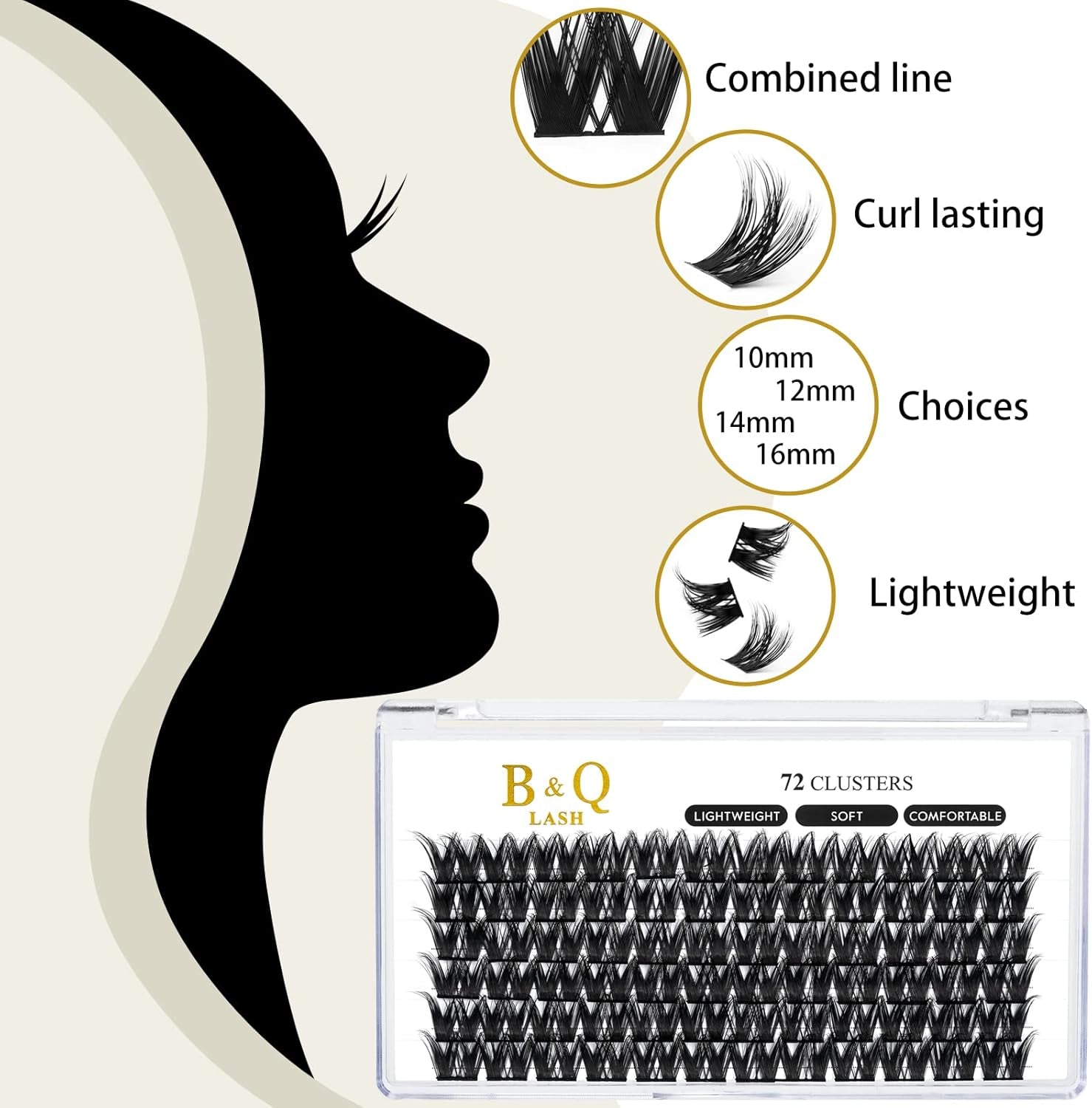 Lash Clusters D Curl 10Mm 72 Clusters Lashes B&Q LASH Eyelash Clusters C D Curl Individual Lashes Volume DIY Lash Extensions at Home (B17,D-10Mm)