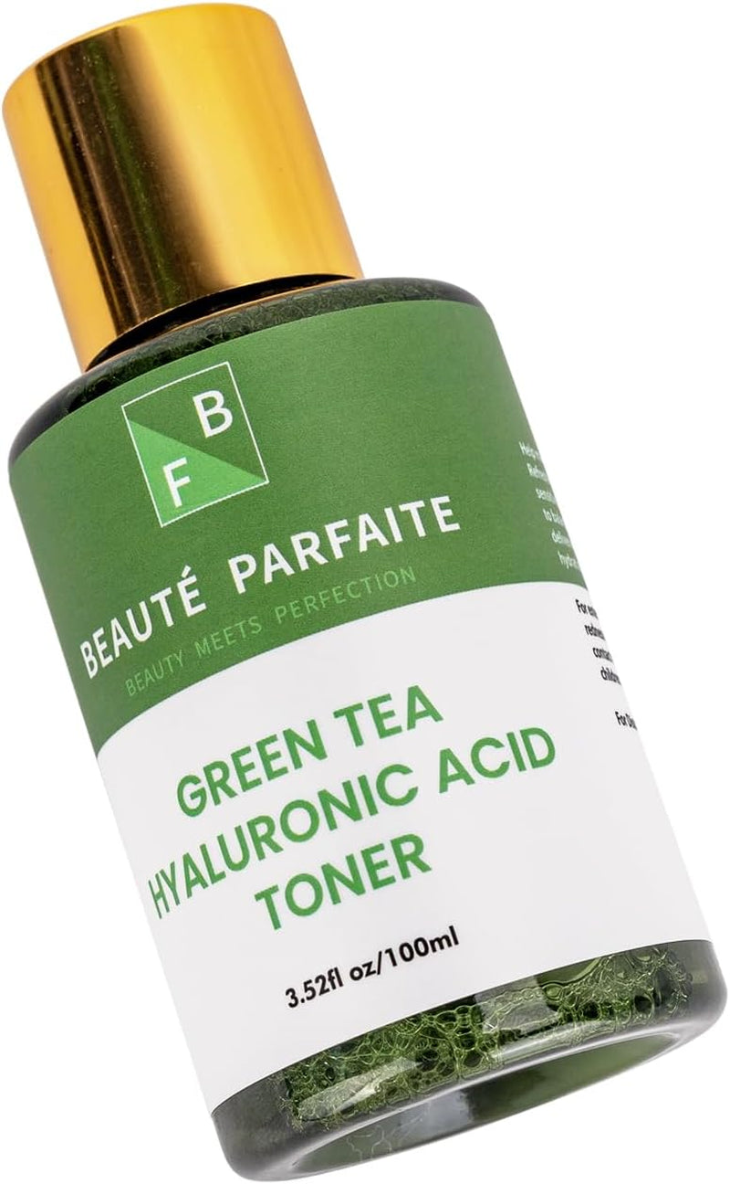 Face Wash Skin Care Toner with Green Tea Extract, Hyaluronic Acid, Dandelion Leaf, Erythritol & Panthenol, 100Ml Hydrating Face Toner for All Skin Types, Beauté Parfaite
