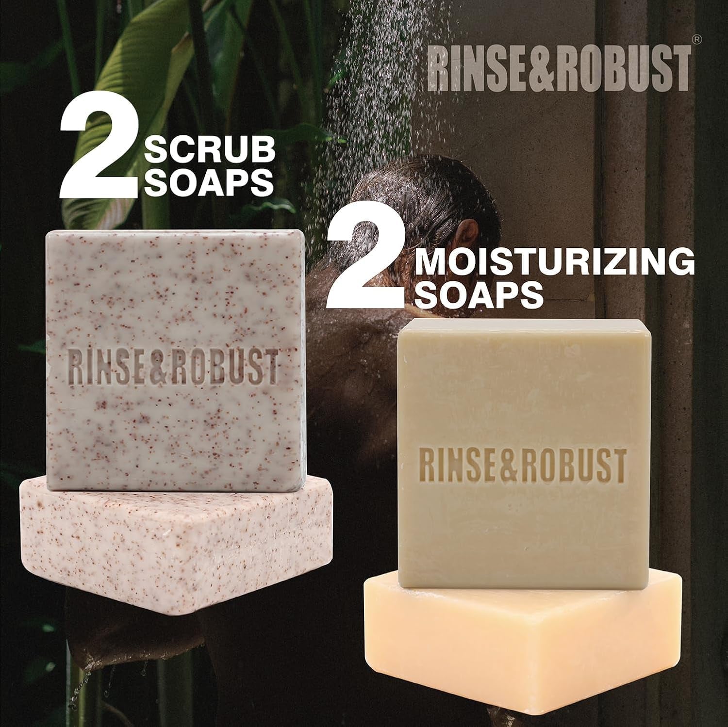 Mens Bar Soap 4Pcs Natural Soap Bar Set Cleansing Bar Moisturizing&Exfoliating Scrub Soap Gift Set Travelling for Men Face Body Hand Beard Wash 4 in 1 All Skin Type |5.3 Oz of 4 Bars