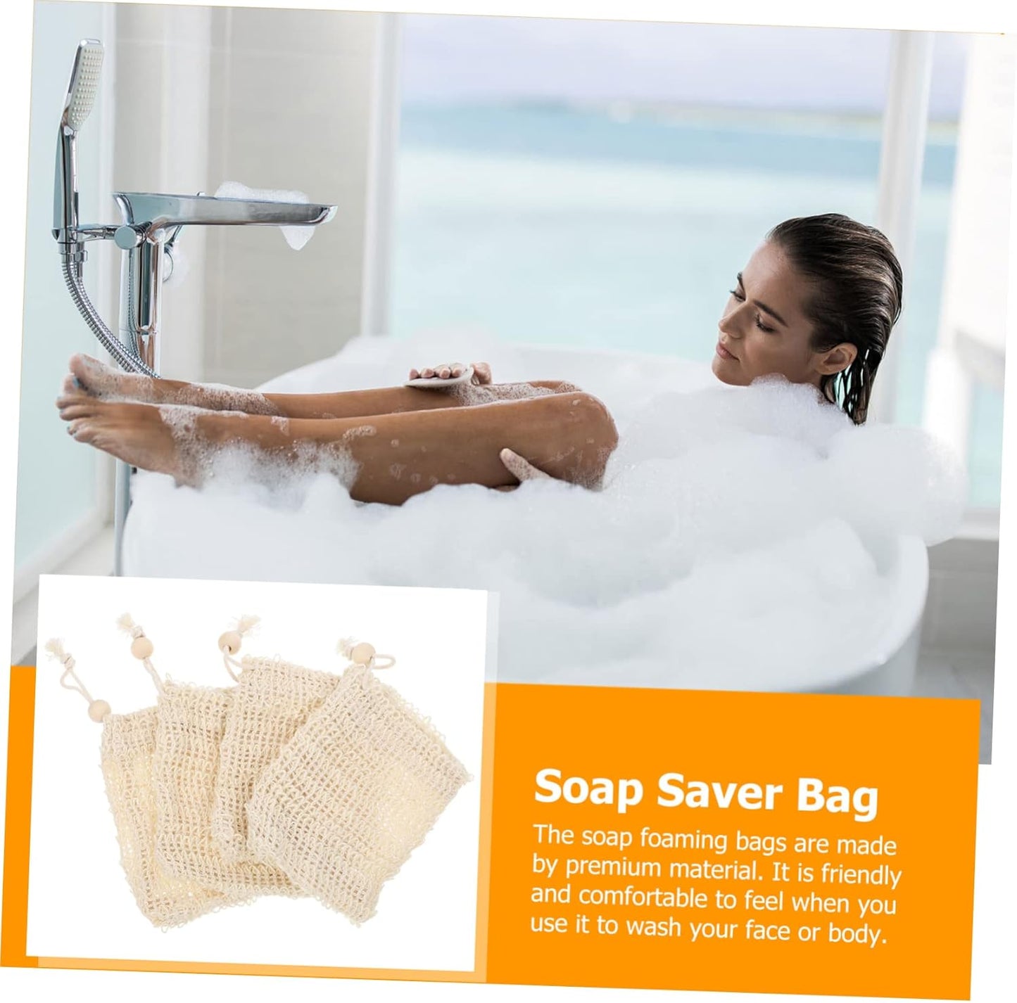 4Pcs Cotton Linen Soap Bag Drawstring Quick Dry Mesh Soap Saver Pouch for Shower Exfoliating