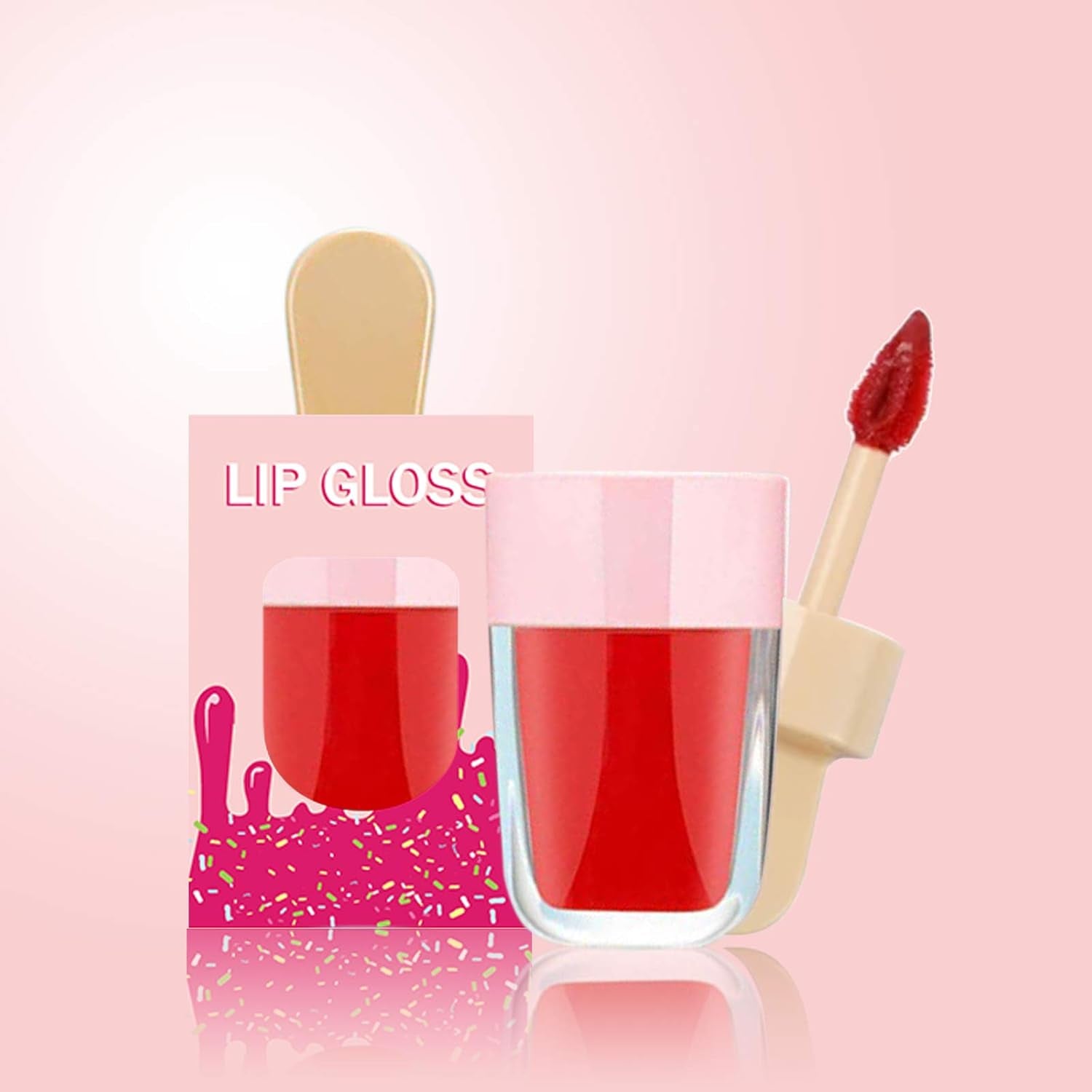 15 Pack Ice-Cream Lip Gloss Tube Boxes Packaging, Pink Lip Gloss Boxes for 2.68X1.62 Inch Ice Cream Shaped Empty Lipgloss Tubes, Pink Ice Cream Lip Gloss Tube Bottle Packaging(Not Include