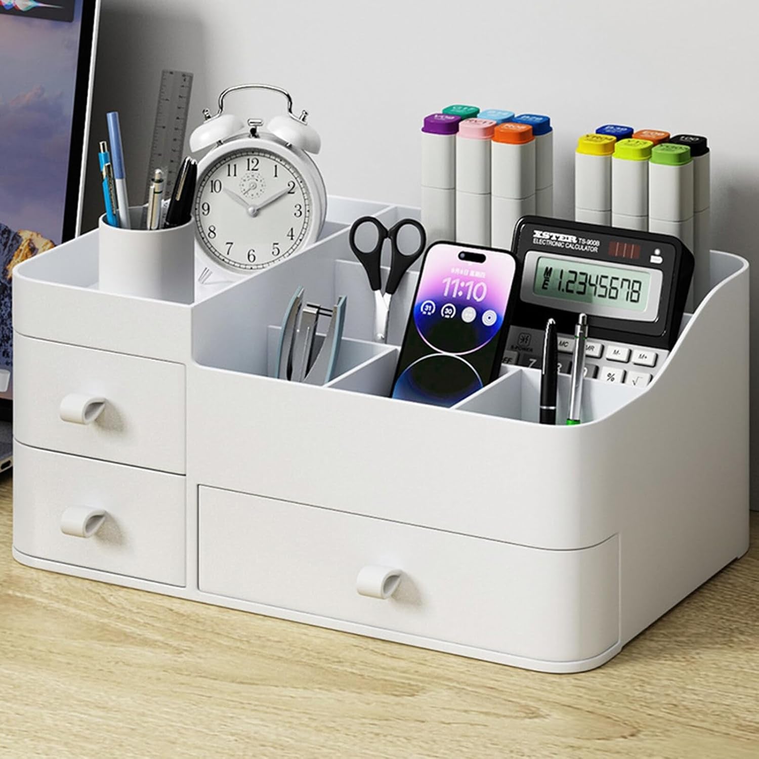 Makeup Organizer with Drawers, Large Capacity Countertop Organizer for Vanity, Skin Care Cosmetic Display Case, Cosmetics Organizer Shelf