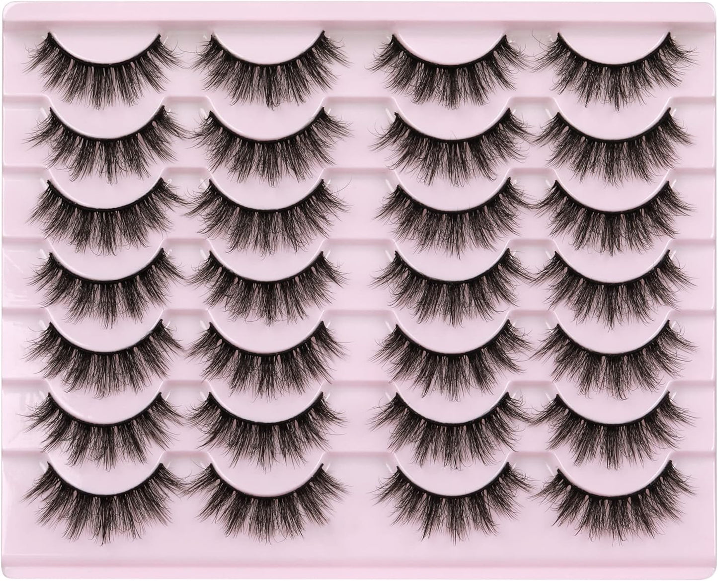 14 Pairs Wispy Mink Lashes Fluffy Eye Lashes Natural Look 5D Volume 16Mm Fake Eyelashes Pack by
