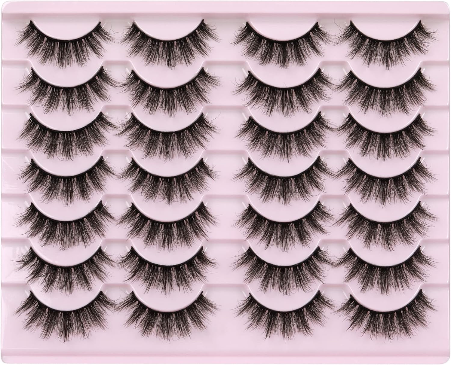 14 Pairs Wispy Mink Lashes Fluffy Eye Lashes Natural Look 5D Volume 16Mm Fake Eyelashes Pack by