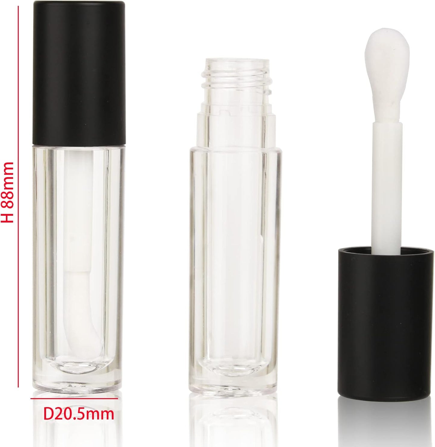 24 Pcs 5Ml Empty Big Brush Lip Gloss Tube with Stopper, Big Doe Foot Lipgloss Tubes