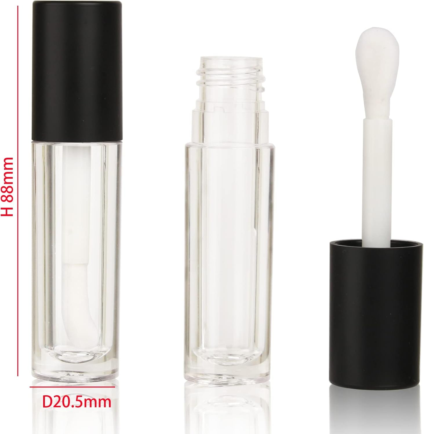 24 Pcs 5Ml Empty Big Brush Lip Gloss Tube with Stopper, Big Doe Foot Lipgloss Tubes