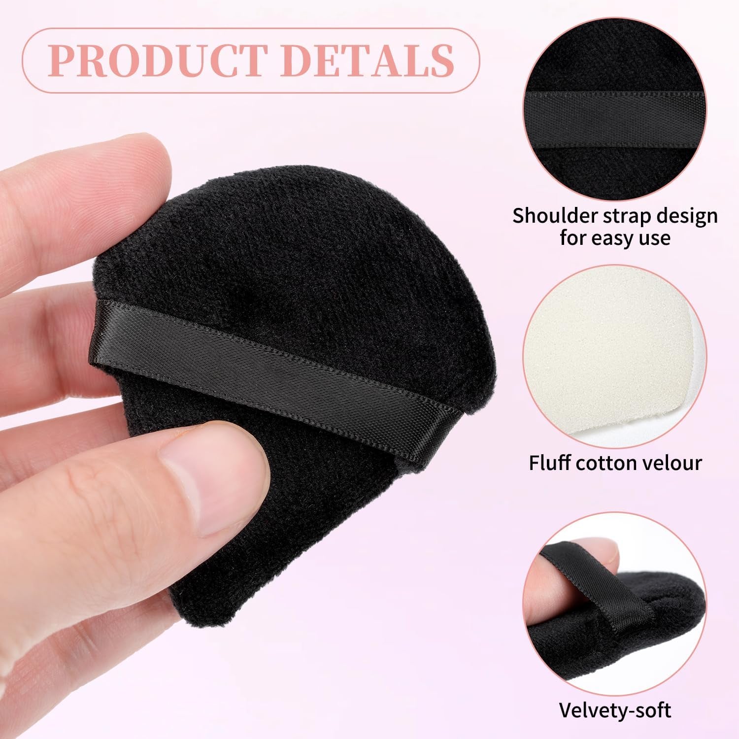 32Pcs Triangular Velvet Makeup Puff with Ribbon Band for Contouring under Eyes and Face, Powder Puff Sponge for Setting (Multi-Colors)
