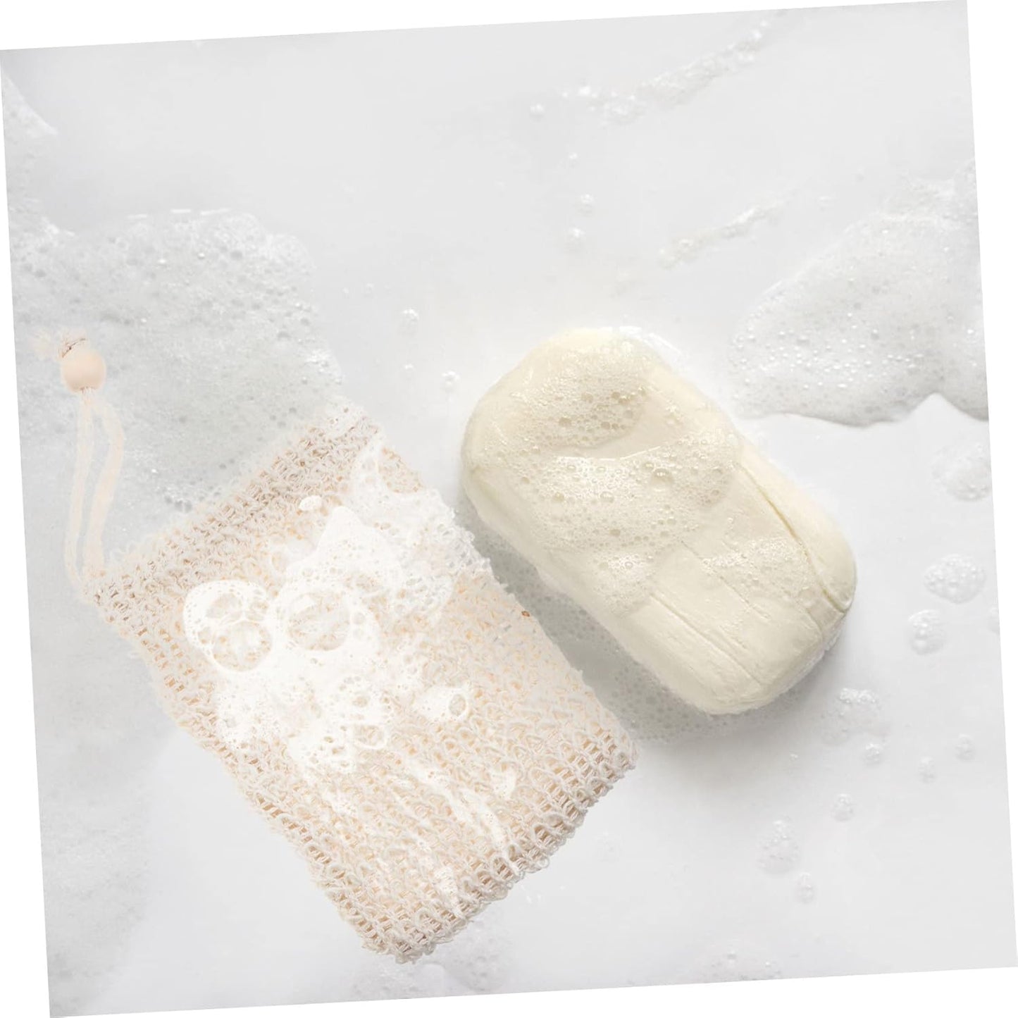 4Pcs Cotton Linen Soap Bag Drawstring Quick Dry Mesh Soap Saver Pouch for Shower Exfoliating