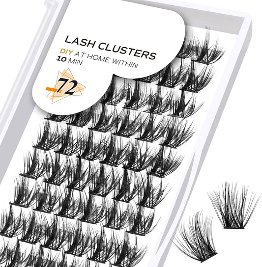 Lash Clusters B43 Mixed Tray 72 Clusters Lashes B&Q LASH Eyelash Clusters C D Curl Individual Lashes Volume DIY Lash Extensions at Home (B43,D-8-16Mix)