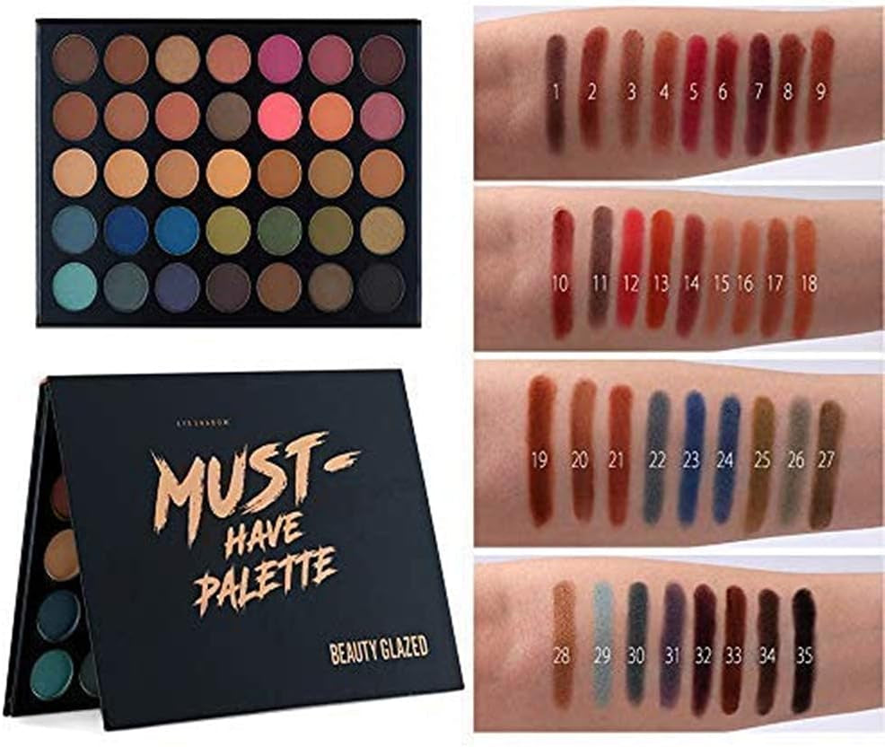 35 Colors Makeup Eyeshadow Palette Matte Shimmer Glitter Pigment Pressed Makeup Palette Waterproof Professional Long Lasting Charming Metallic Cosmetics Eye Shadow Palette