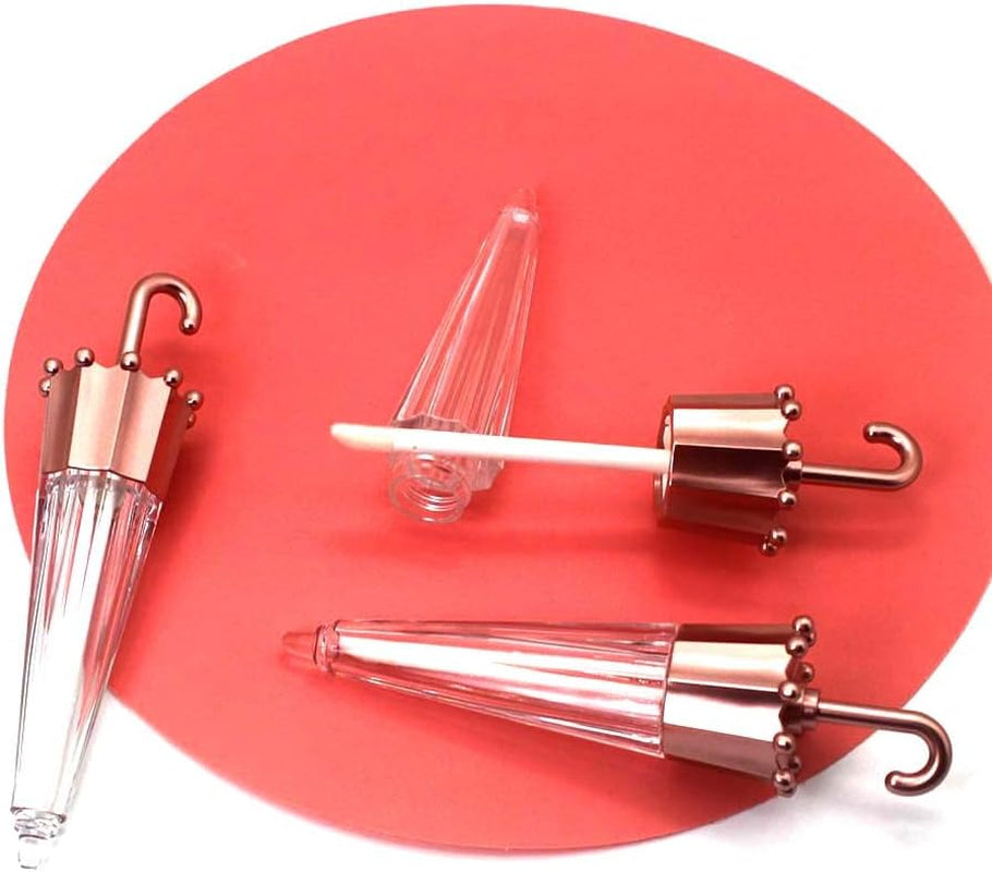 EMPTY 20Pcs Umbrella Shaped Lip Gloss Tube 5Ml, Cute Lipgloss Tubes Containers with Wand Cosmetic Packing Container, Rose Gold, Cute