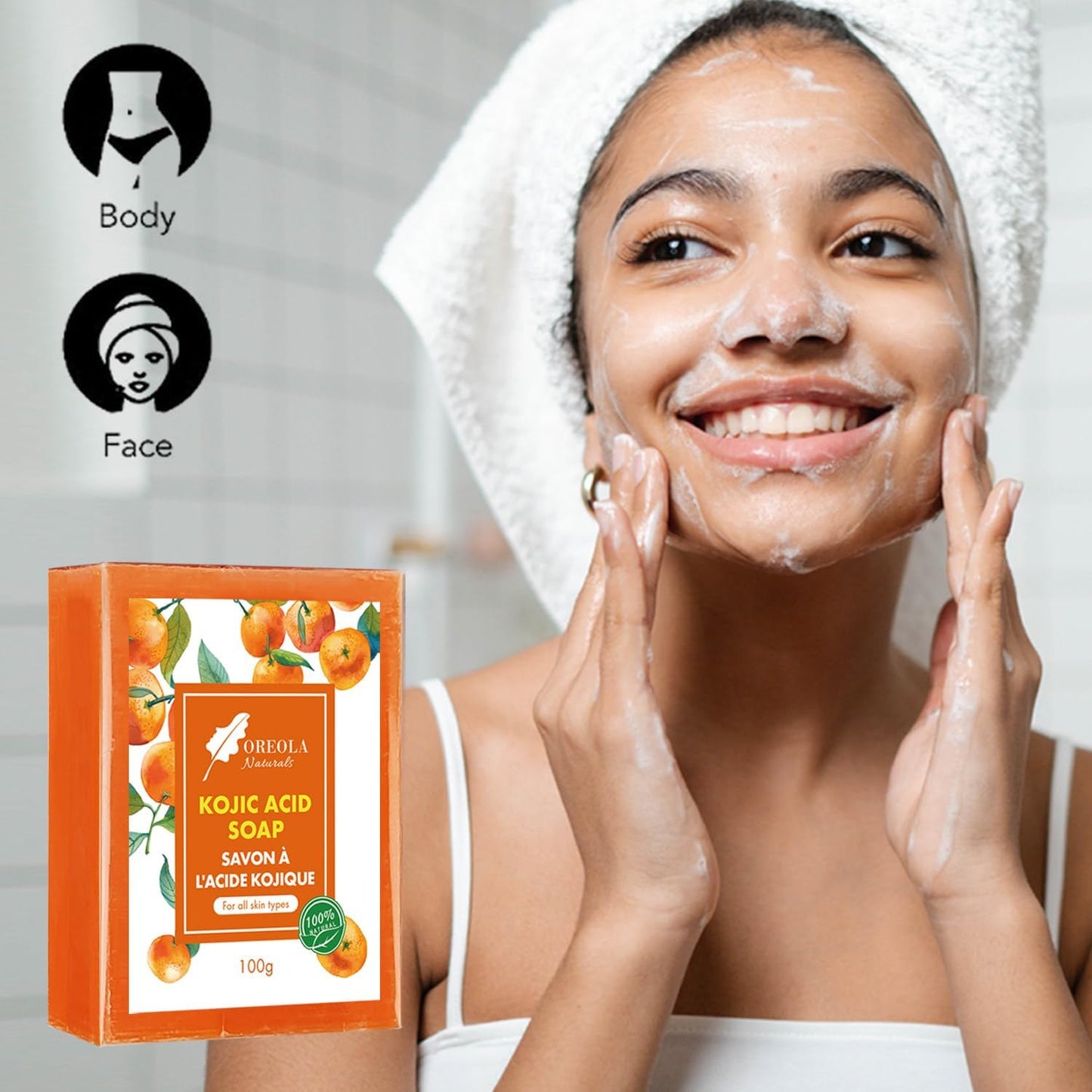 Kojic Acid Soap – Hydrating & Refreshing Face and Body Bar, Pack of 2 (100G Each), Suitable for All Skin Types