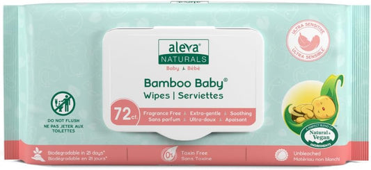 Bamboo Baby Sensitive Wipes- Natural and Organic Formula, Hypoallergenic, Biodegradable, Extra Strong and Ultra-Soft, Perfume Free Diaper Wipes - 72 Count X 6= 432 Wipes Total