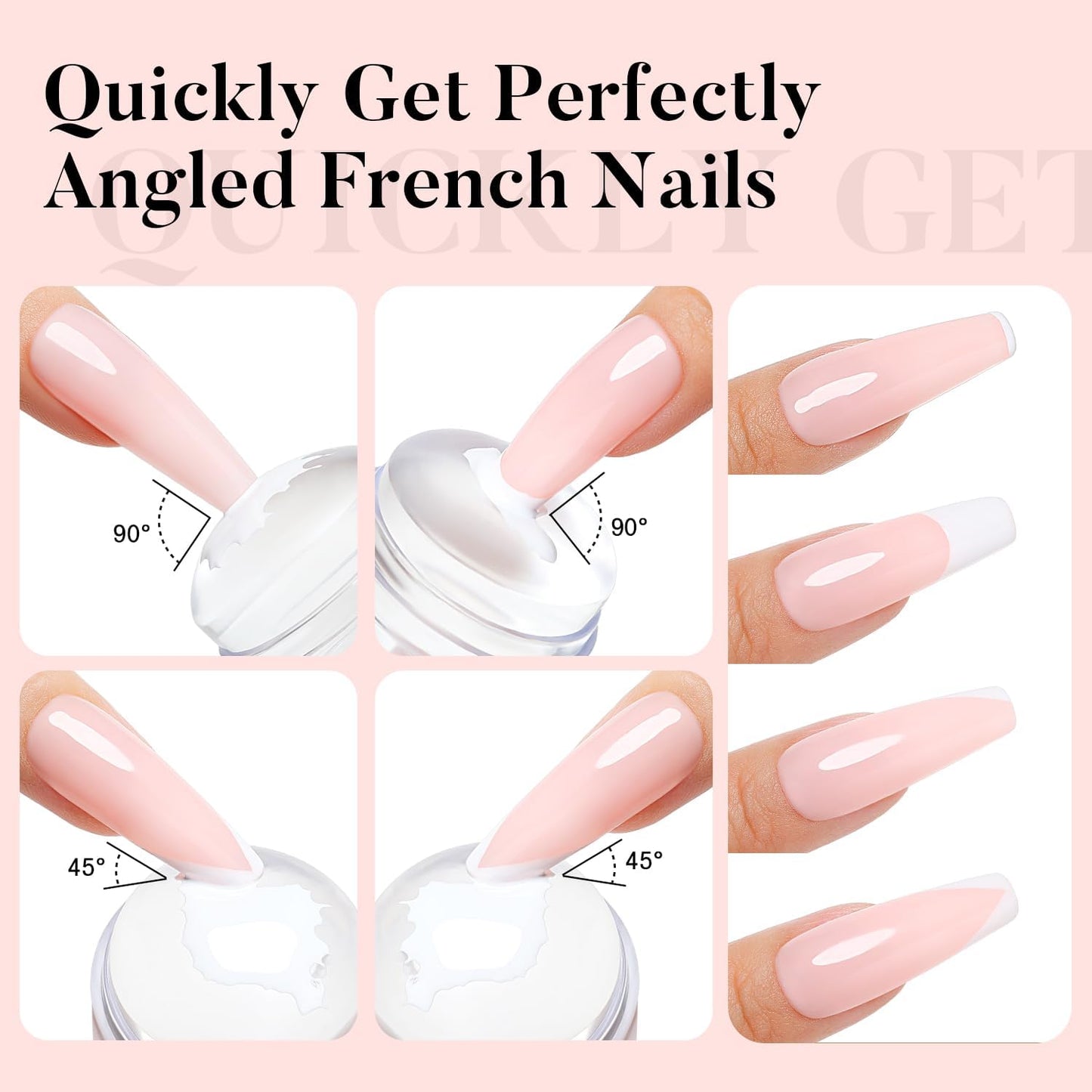 French Tip Nail Stamp - 4PCS Nail Art Clear Nail Stamper Kit with Replacement Nail Stamper Heads and Silicone Scrapers for French Manicure Home DIY Nail Salon