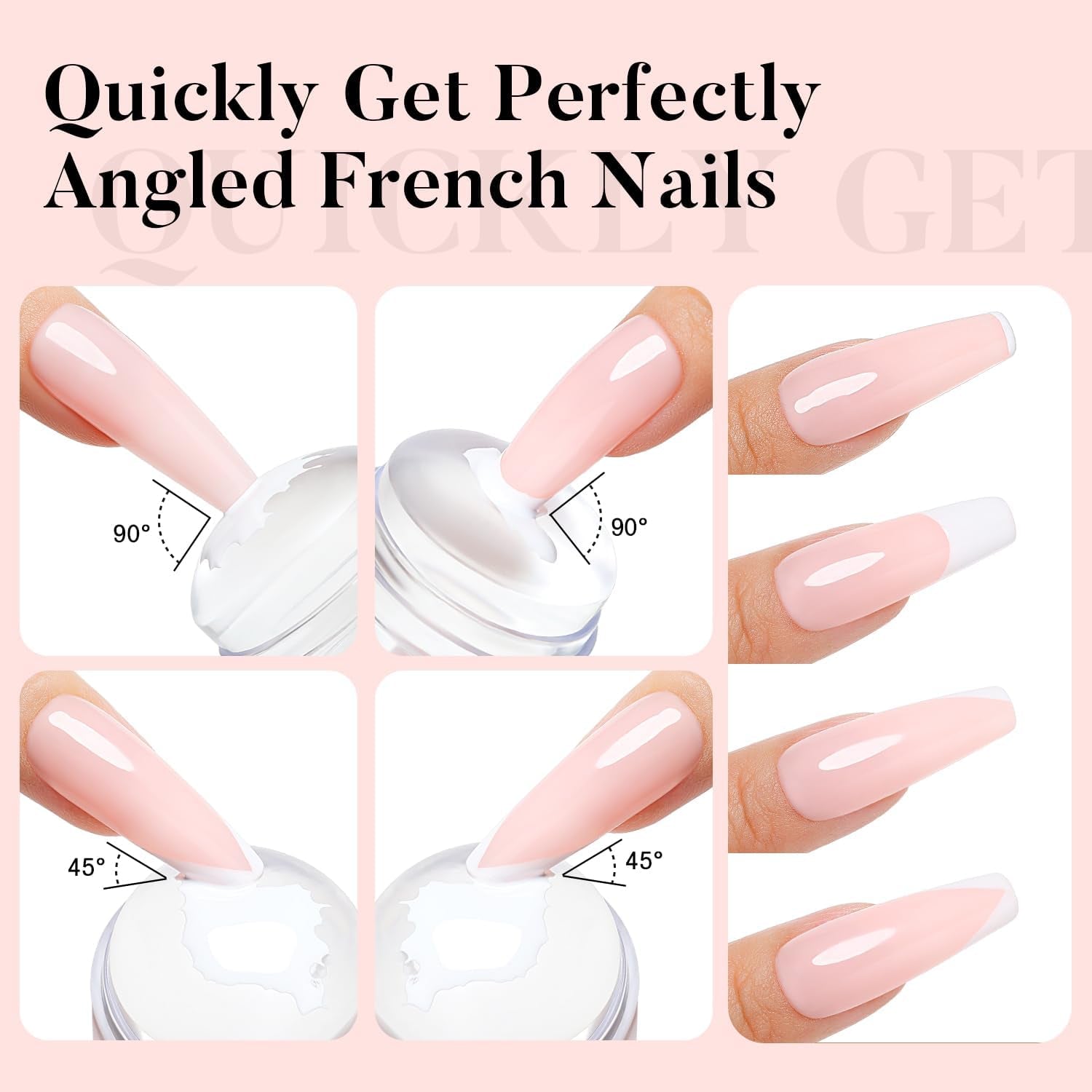 French Tip Nail Stamp - 4PCS Nail Art Clear Nail Stamper Kit with Replacement Nail Stamper Heads and Silicone Scrapers for French Manicure Home DIY Nail Salon