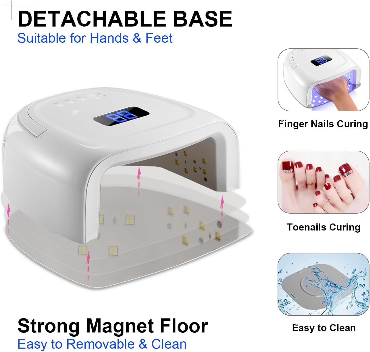 UV LED Nail Lamp,60W Professional Rechargeable UV LED Nail Dryer for Gel Nail Polish Dryer Fast Curing Lamp, 4 Timer Settings Gel Nail Lights for Auto Sensor Nail Machine (White)