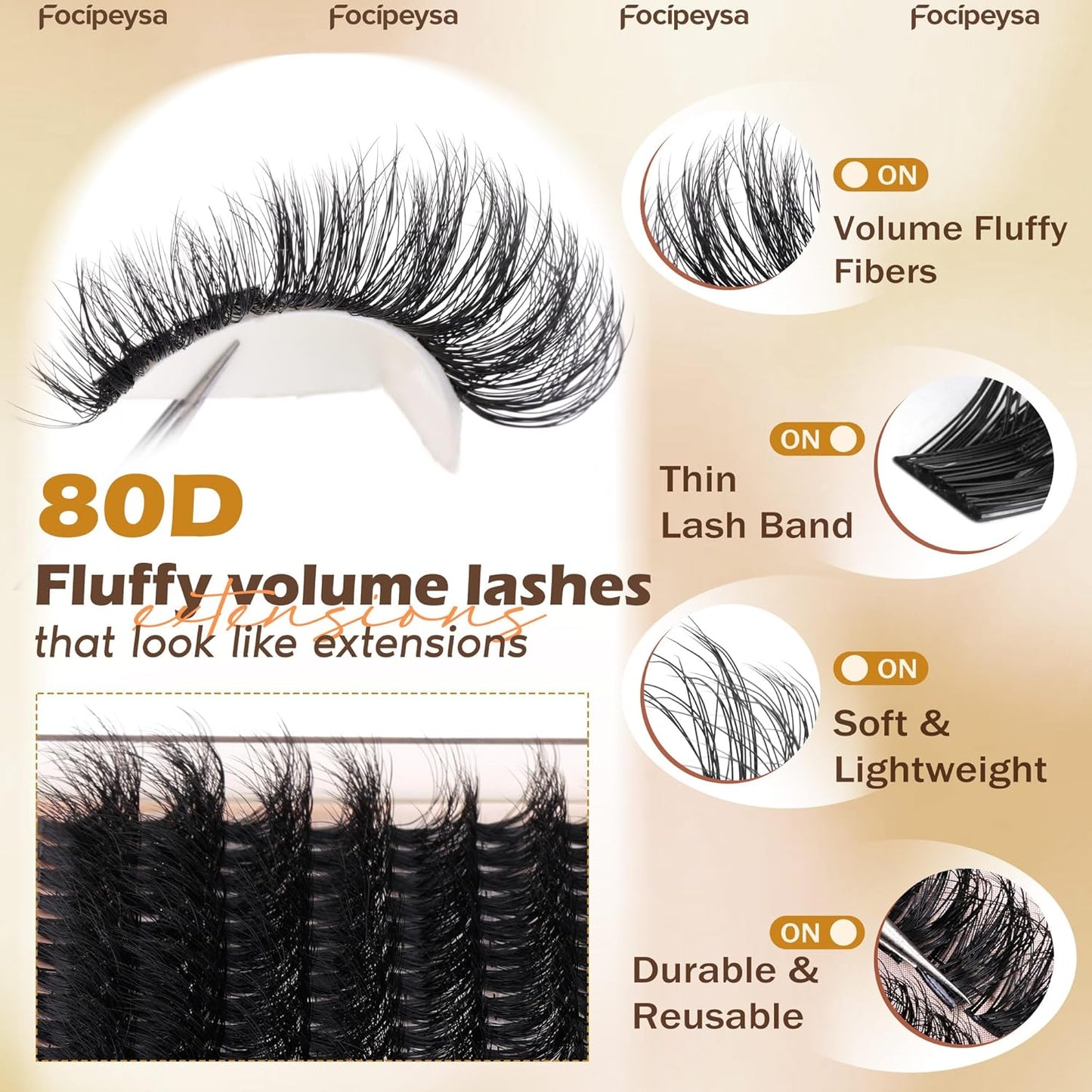 Lash Extension Kit Fluffy Eyelash Clusters Kit 10-18Mm Eyelash Extension Kit 80D Individual Lashes DIY Lash Extension Kit 200Pcs Lash Clusters with Bond Lash Remover Lash Applicator by