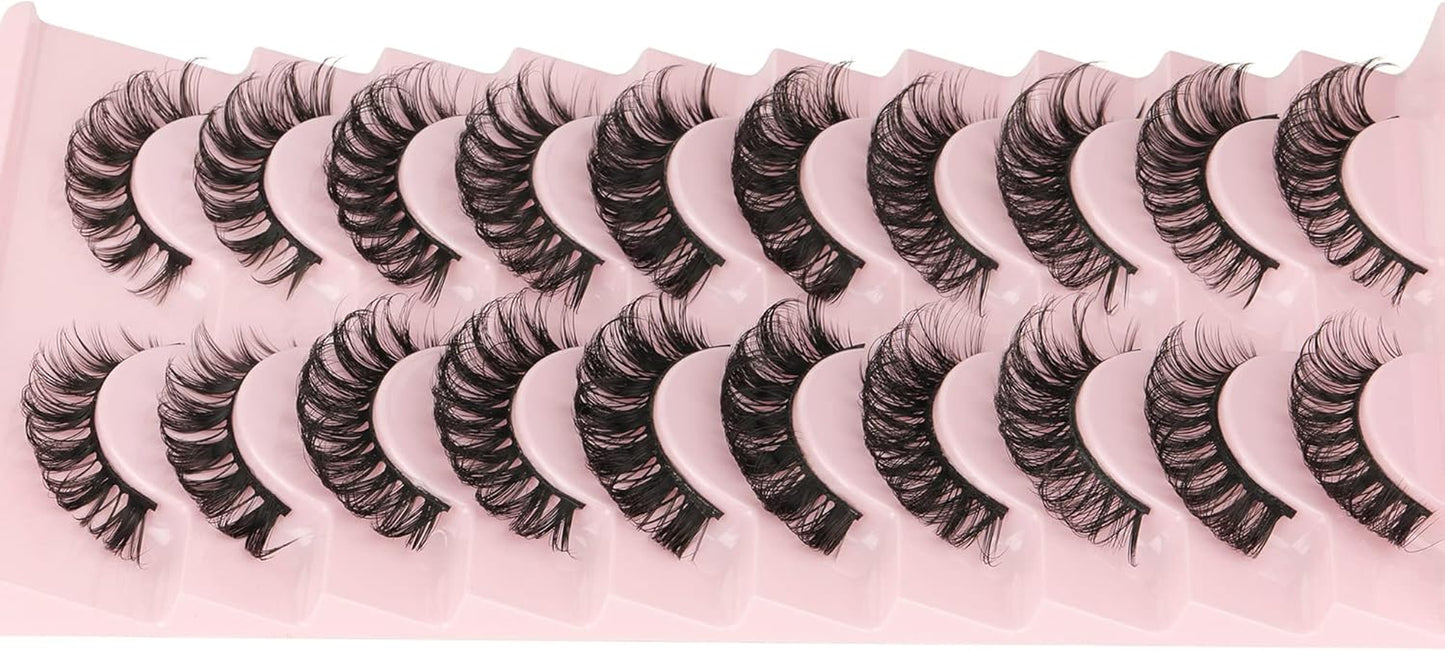 Eyelashes Russian Volume Strip Lashes 5 Styles Mixed Natural Wispy D Curly Mink False Eyelashes Look like Extensions 10 Pairs by