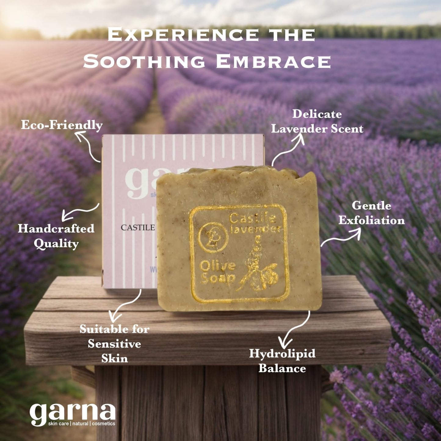 Lavender Castile Soap Bar 3.5 Oz: Handcrafted Pure Castile Soap Infused with Lavender Essential Oil, Gentle Exfoliation & Nourishment