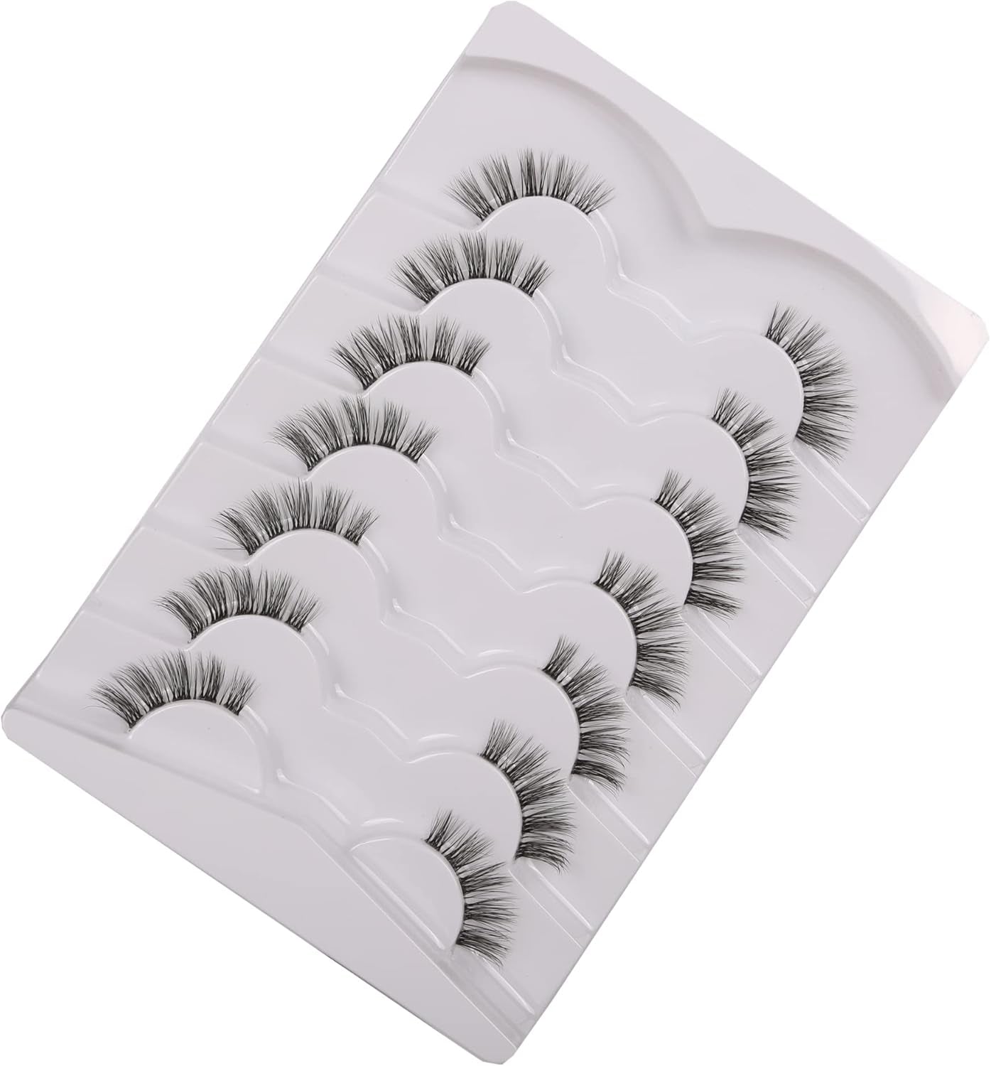 False Eyelashes Half Lashes Natural Short Clear Band Lashes Pack Wispy Cat Eye 3D Faux Mink Lashes 7 Pairs Multipack
