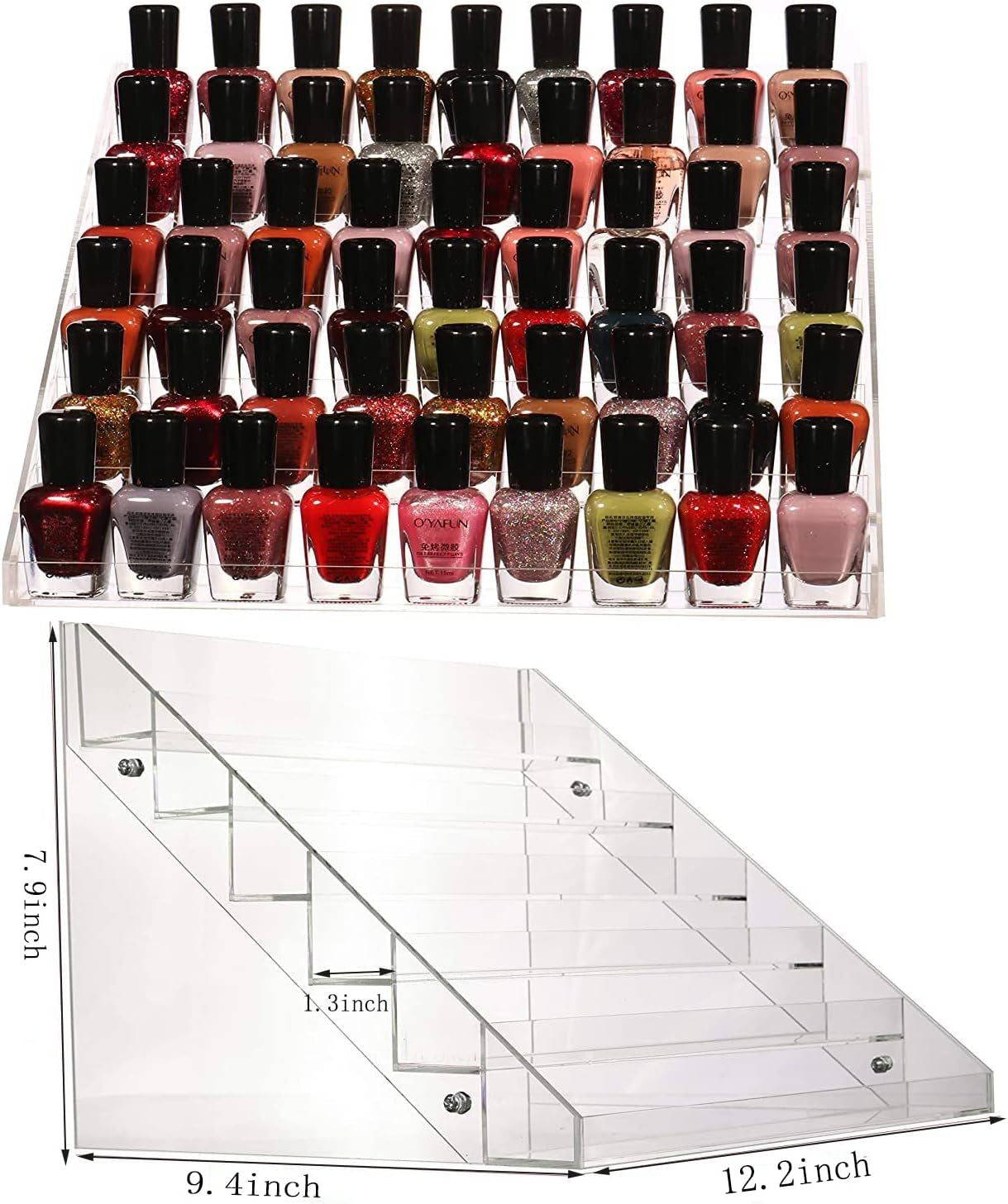 Nail Polish Organizer 6 Tier Acrylic Nail Polish Ink Rack Essential Oil Stand Holder Display Stand Holds, Clear Makeup Organizer, Easy Assemble (6 Tiers)