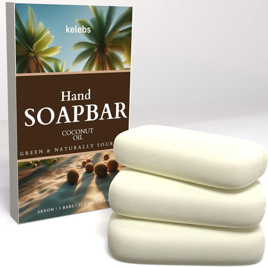 Hypoallergenic Hand Soap Bar for Sensitive Skin - Natural Moisturizing Coconut, Nourishing & Eco-Friendly, Bulk Pack of 3