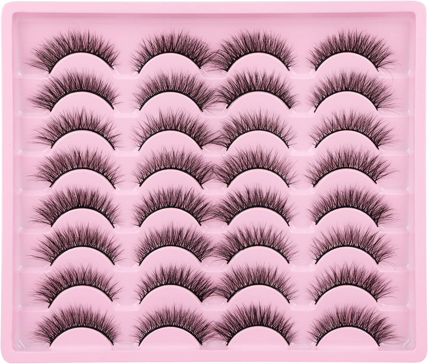 Lashes Natural Look Wispy Fasle Eyelashes 12Mm Short Faux Mink Eyelashes Cat Eye Fluffy Strip Lashes Pack by  16 Pairs