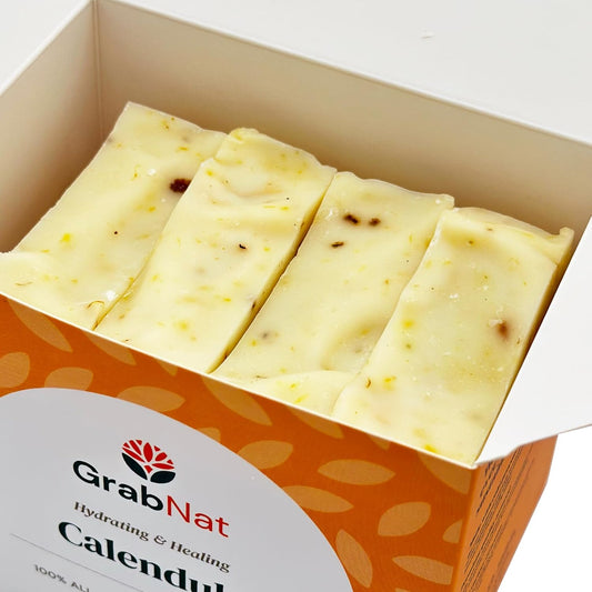 4-Pack Calendula Soap (4X100G) | Handmade, All-Natural, Cold-Processed, Plant-Based | Soothing Cleanse for Face & Body, Suitable for All Skin Types, for Men & Women (4 X100Grams / 4 X 3.5Oz)