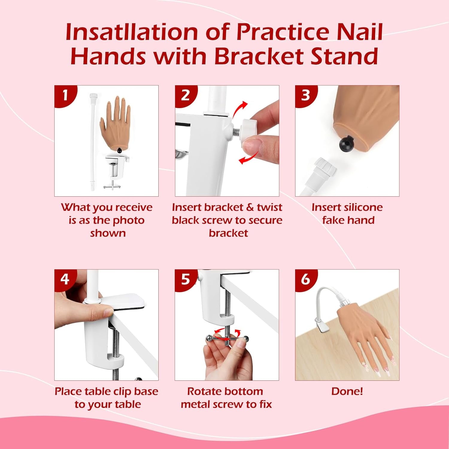 Practice Hand for Acrylic Nails, Realistic Silicone Nail Hand Practice, Flexible Fake Nail Mannequin Training Hand for Nail Practice, Acrylic Nail Art Practice Tool (With Visible Joints)