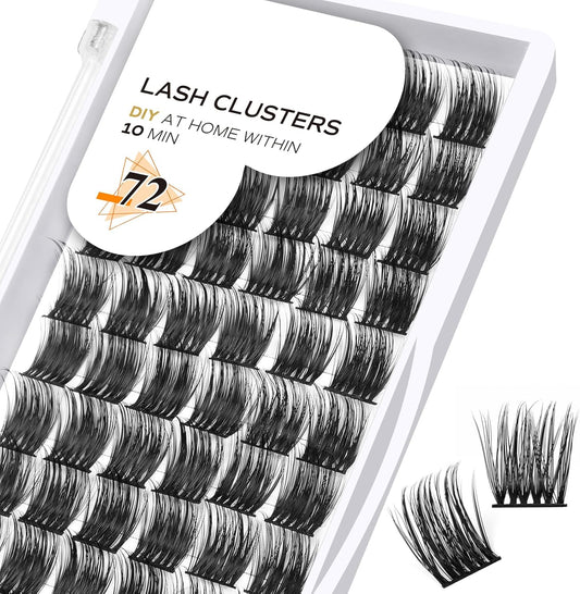Lash Clusters B42 Mixed Tray 72 Clusters Lashes B&Q LASH Eyelash Clusters C D Curl Individual Lashes Volume DIY Lash Extensions at Home (B42,D-8-16Mix)