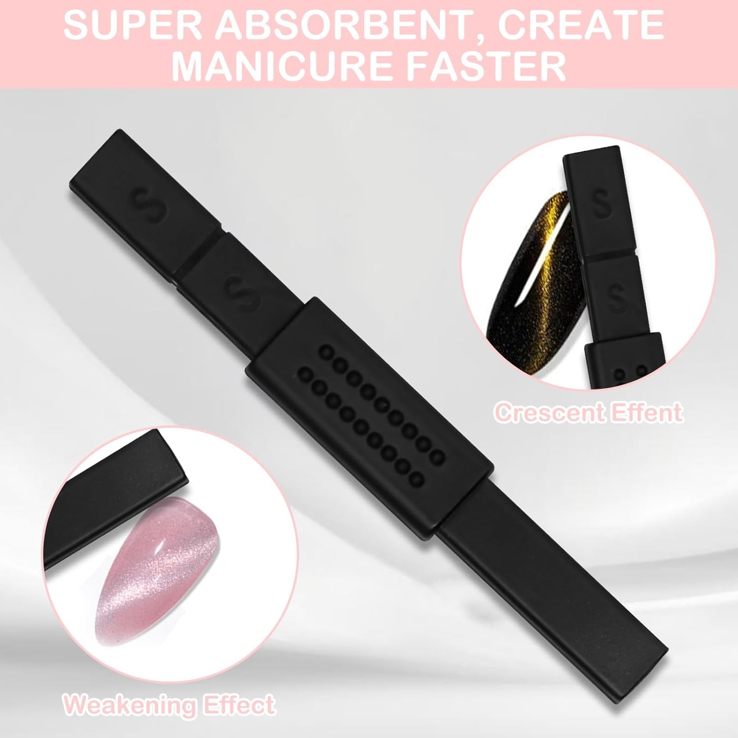 9Pcs Cat Eye Magnet for Nails, Cat Eye Gel Nail Polish Magnet Tools Set, Strong Suction Nail Polish Cat Eye Magnet Board Magnet for Nail Polish, Double-Ended Nail Design Tools Nail Accessories