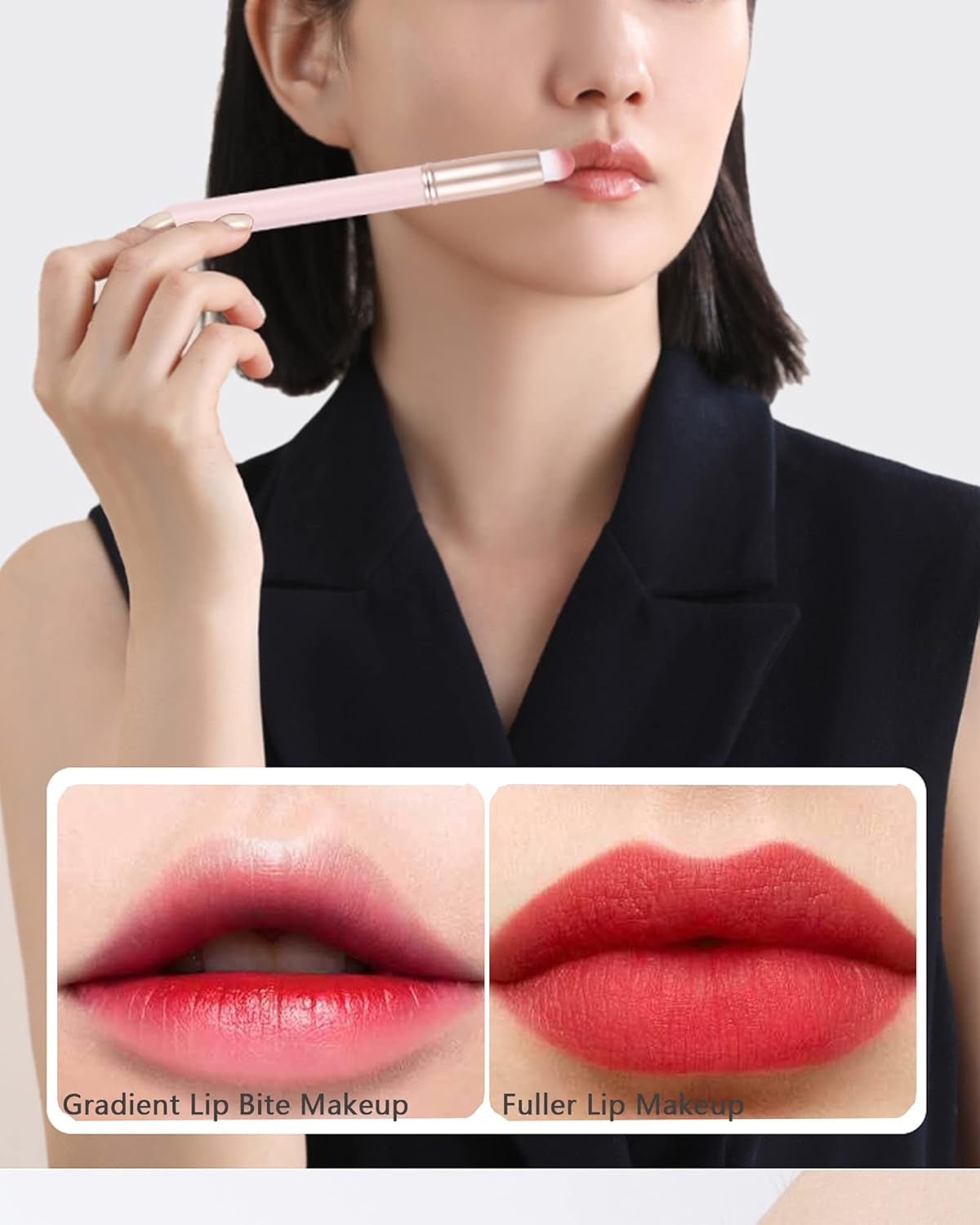 Lip Blending Brush with Lid, Lipstick Smudge Brush, Spot Concealer Brush, Professional Lip Makeup Brush for Lipstick Gloss Creams, Hygienic Portable with Cap, for Women Girl Gift-1Pcs Red