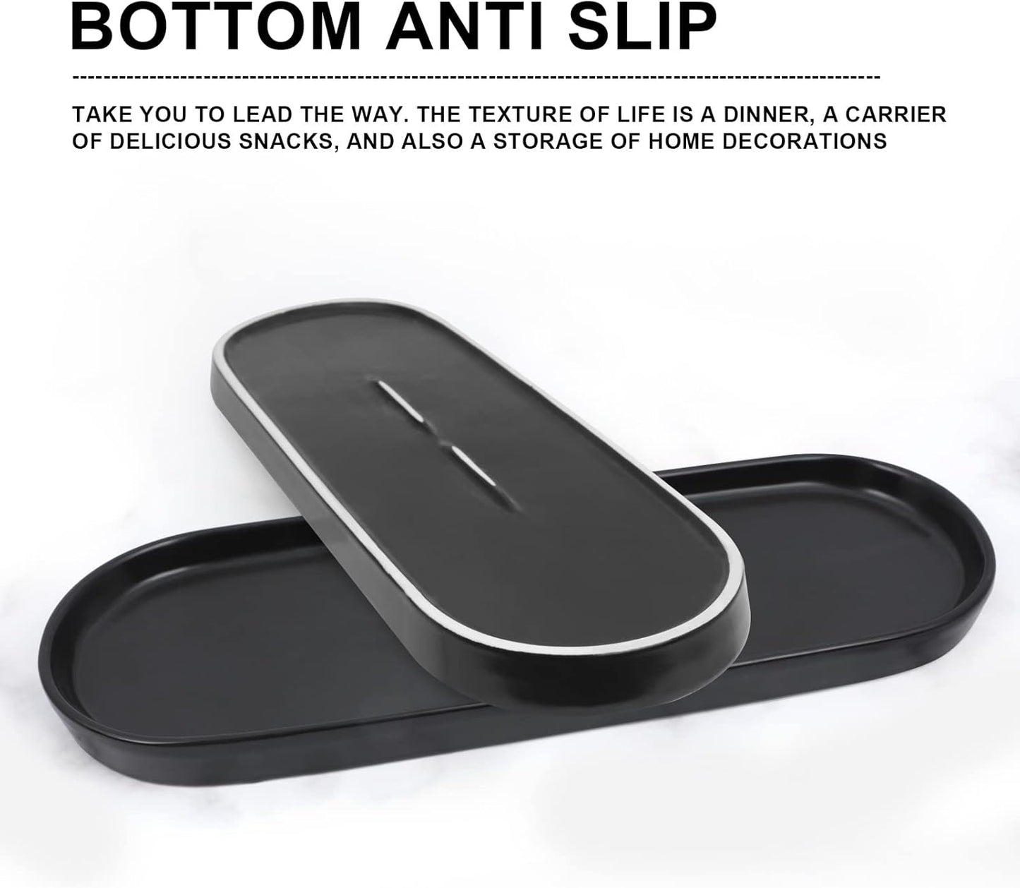 Ceramic Sink Tray, Bathroom Counter and Bathtub Organizer, Cosmetics Dish, Candle Holder, Perfume Shampoo Liquid Soap Holder - Simple Style Design for Bathroom and Kitchen (2Pcs White)