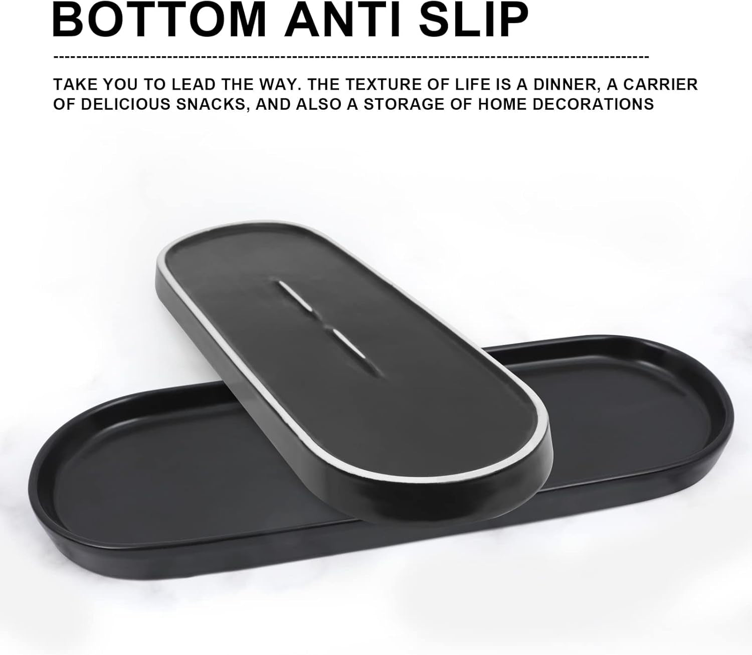 Ceramic Sink Tray, Bathroom Counter and Bathtub Organizer, Cosmetics Dish, Candle Holder, Perfume Shampoo Liquid Soap Holder - Simple Style Design for Bathroom and Kitchen (2Pcs White)