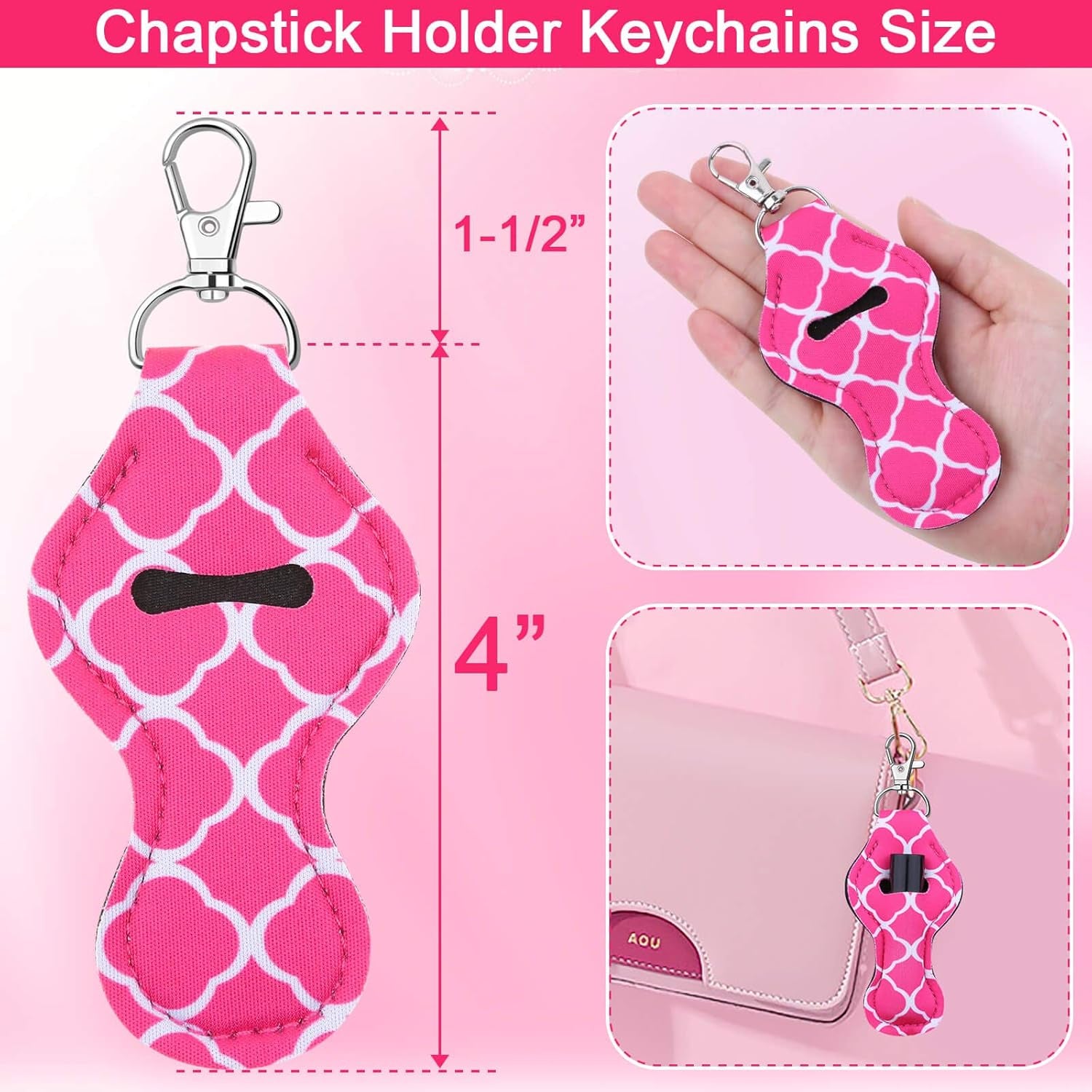 Chapstick Holder Keychain, 30Pcs Lip Balm Holder with Clip, Chapstick Lipstick Lipgloss Holder Bulk for Lanyards, Keychain