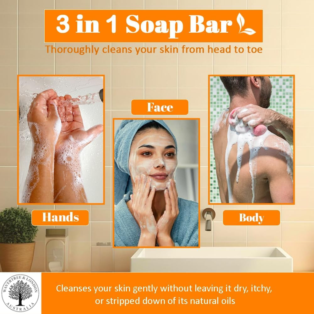 Sicilian Orange (2 Bars), 7Oz Moisturizing Natural Soap Bar, French -Milled and Enriched with Shea Butter