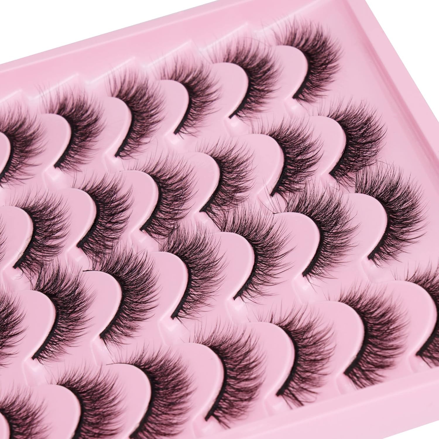 Lashes Natural Look Wispy Fasle Eyelashes 12Mm Short Faux Mink Eyelashes Cat Eye Fluffy Strip Lashes Pack by  16 Pairs