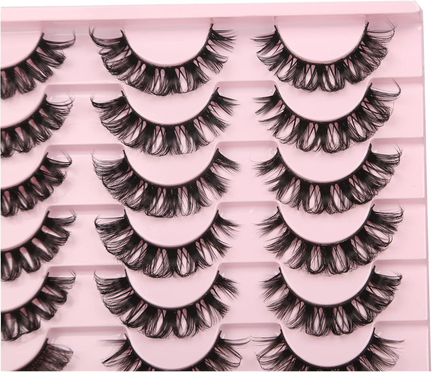 False Eyelashes Fluffy Russian Strips Lashes 3D Faux Mink Lashes Pack D Curly Soft Fake Eyelashes 20 Pairs Multipack