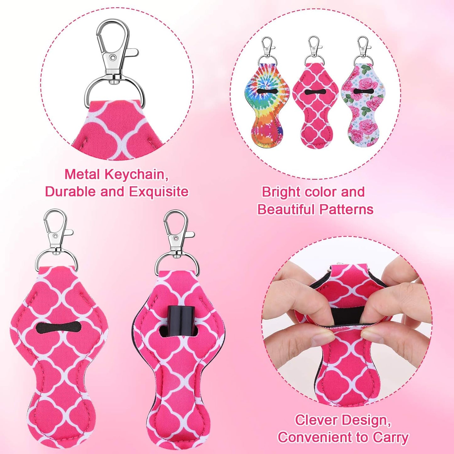 Chapstick Holder Keychain, 30Pcs Lip Balm Holder with Clip, Chapstick Lipstick Lipgloss Holder Bulk for Lanyards, Keychain