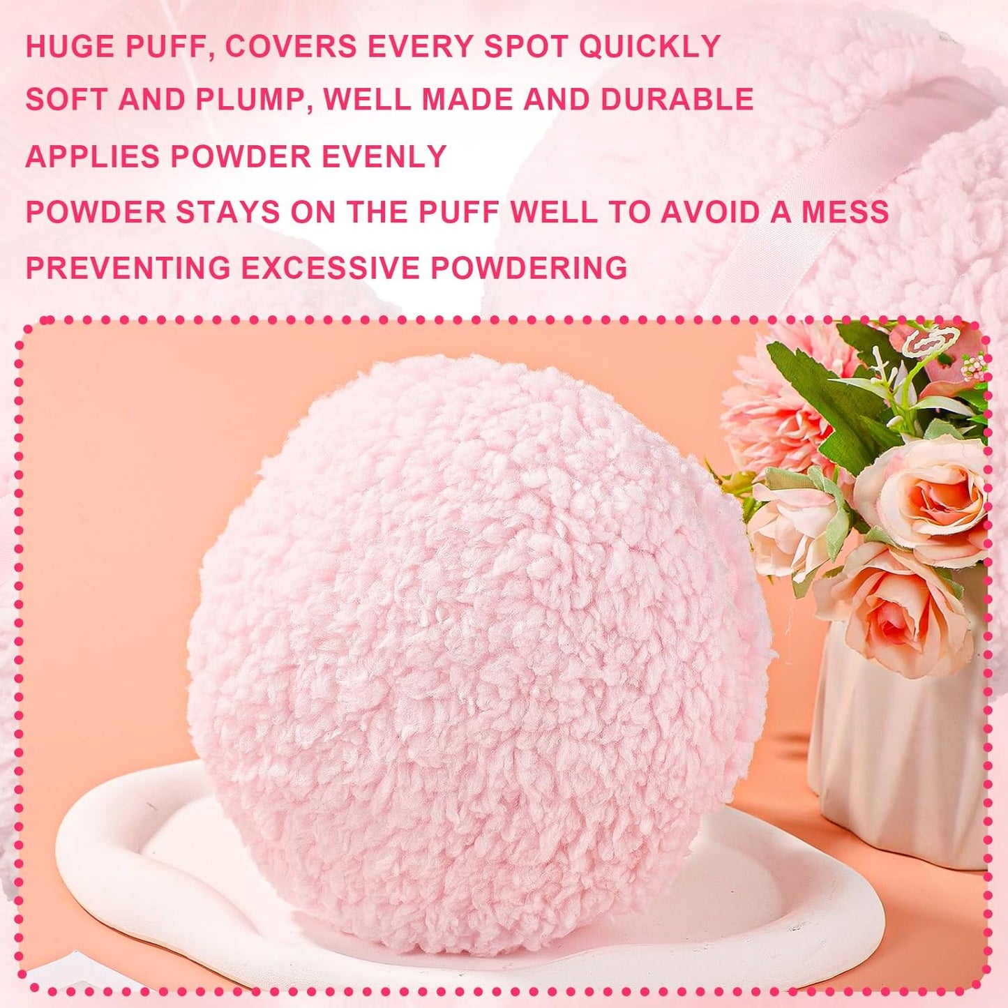 Large Plush Body Puff, Soft Washable Reusable Face Body Powder Puff Dusting Powder Puff Loose Powder Puffs for Face Powder Body Makeup Tool (Pink)