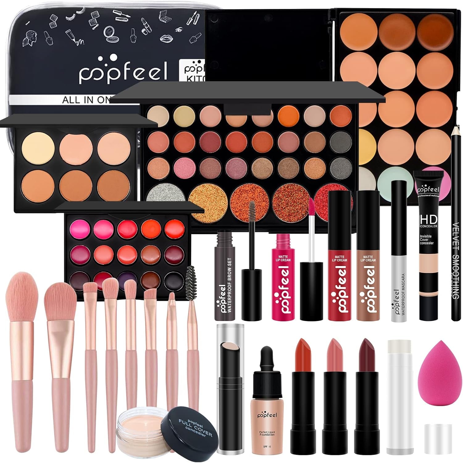 Makeup Kit All-In-One Makeup Gift Set for Women Full Kit, Include Makeup Brush Set, Eyeshadow Palette, Lip Gloss Set, Lipstick, Blush, Foundation, Concealer, Mascara, Eyebrow Pencil