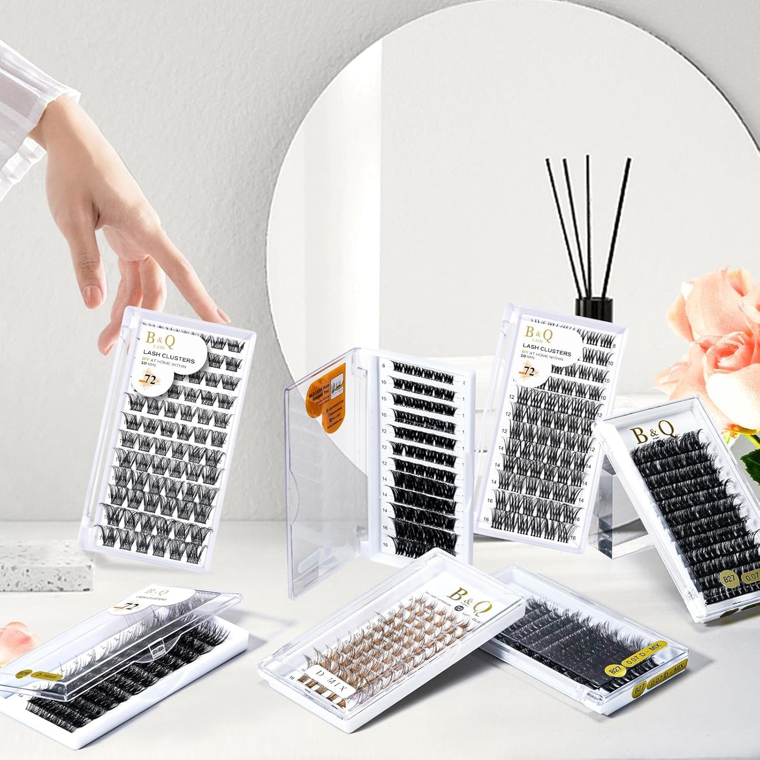 Lash Clusters B05 D Curl 16Mm 72 Clusters Lashes B&Q LASH Eyelash Clusters C D Curl Individual Lashes Volume DIY Lash Extensions at Home (B05,D-16Mm)