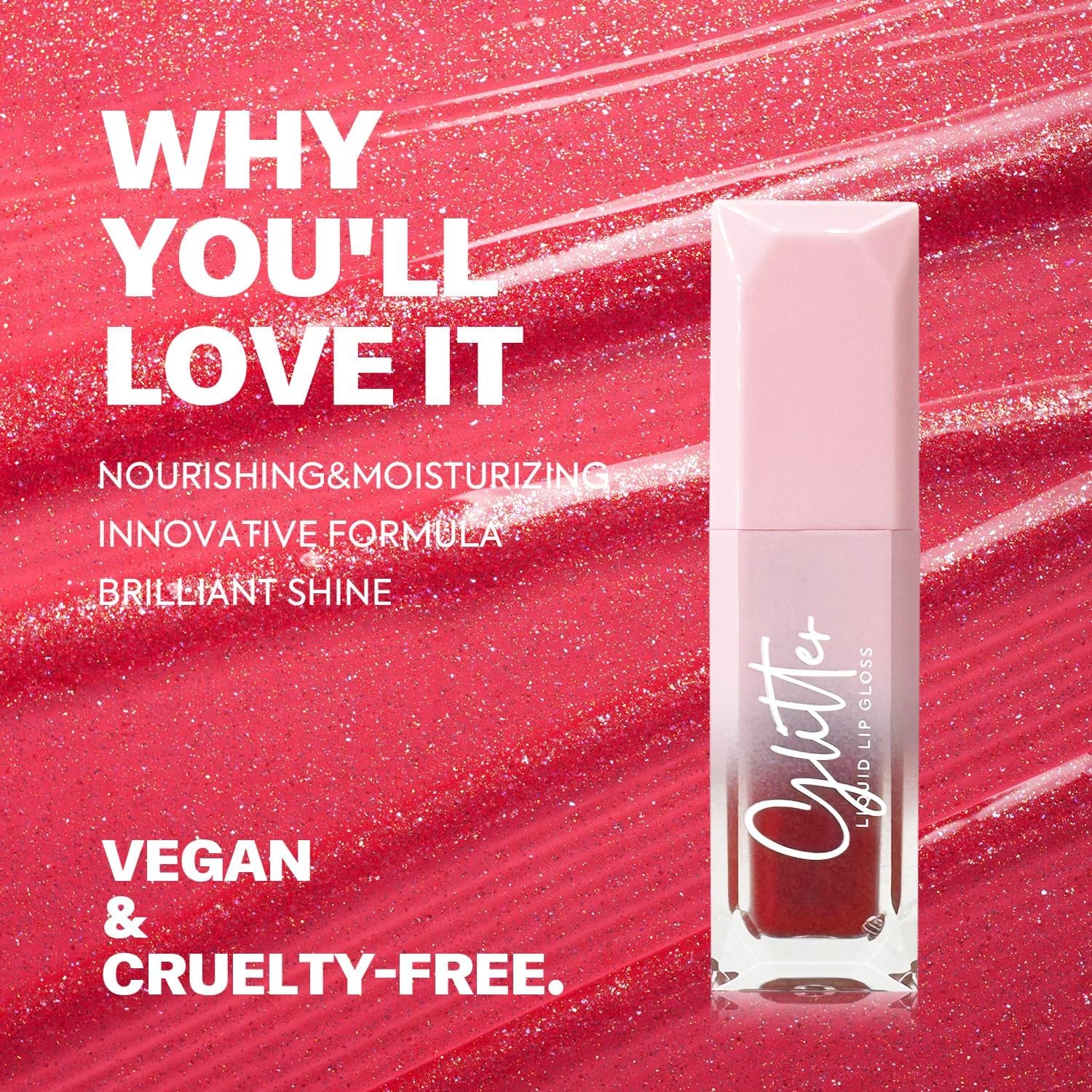 Lipgloss Glitter, Lipgloss Glossy Liquid Lipstick, Glossy Lipgloss Shimmering Finish on the Lips.5Ml (Shimmy)