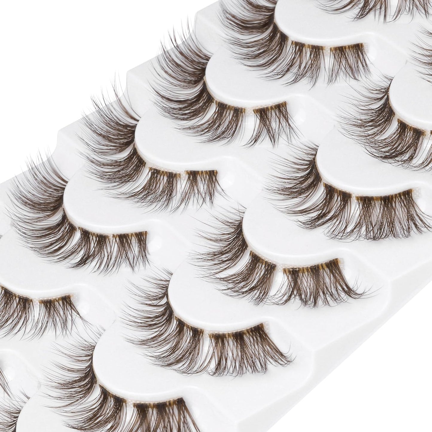 Lash Clusters Brown Lashes Natural Look False Eyelashes Mink DIY Individual Lashes Fluffy Wispy Lashes Brown Natural Lashes Extensions by  7 Pairs