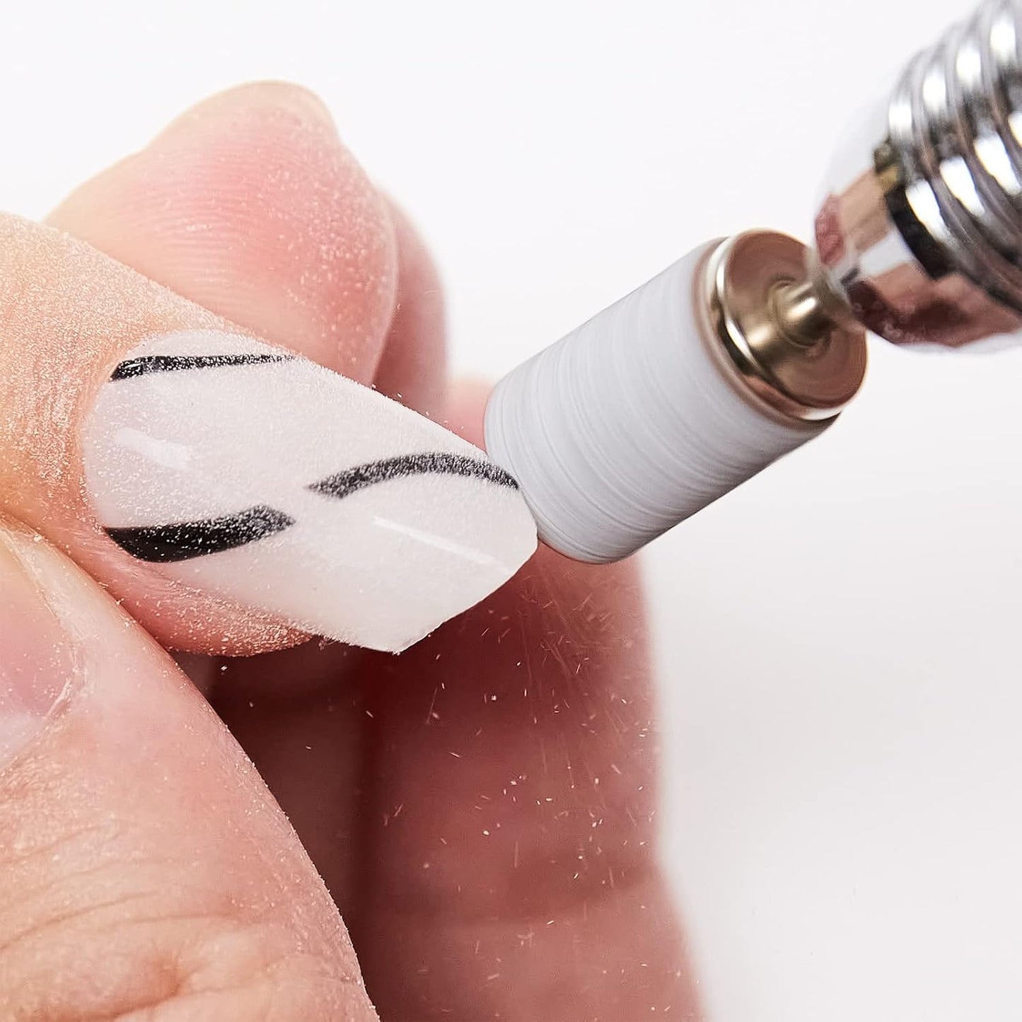 Sanding Bands for Nail Drill, 100 Pcs Nail File Sanding Bands for Drill Bits #180 Medium Grits for Acrylic Nails Gel Removing and Shaping, Upgrade Thicker Durable Sanding Drill Bit, White