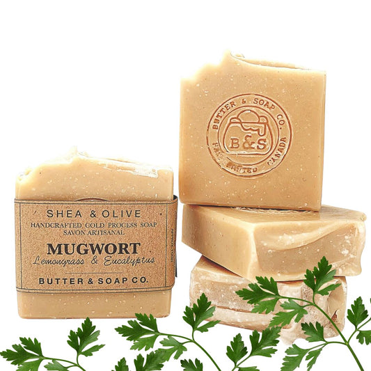 Mugwort Herbal Soap Lemongrass Eucalyptus Natural Cold Processed Face and Body Soaps for Men and Women (Pack of 3)