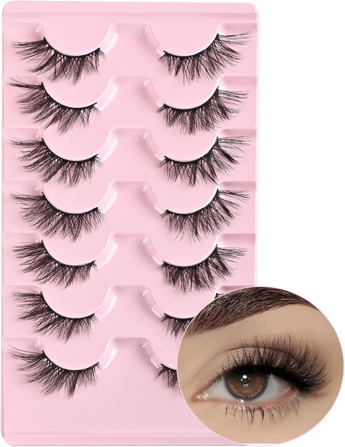 Half Lashes Cat Eye Lash Wispy Fake Eyelashes Short 7 Pairs Natural Strip Lash Fluffy Mink Fox Eye Lashes Pack Small Full Pestañas (A13 | 5-14MM)