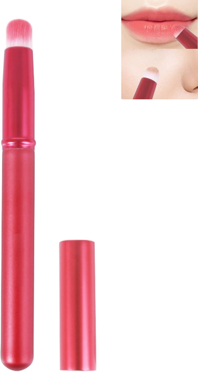 Lip Blending Brush with Lid, Lipstick Smudge Brush, Spot Concealer Brush, Professional Lip Makeup Brush for Lipstick Gloss Creams, Hygienic Portable with Cap, for Women Girl Gift-1Pcs Red